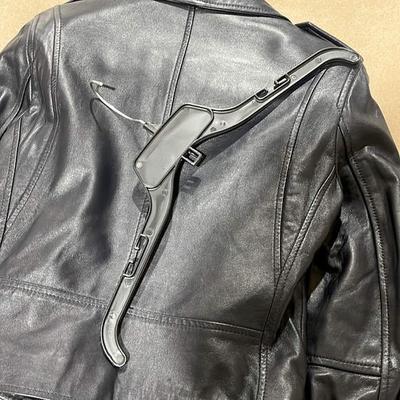 MICHAEL BY MICHAEL KORS MOTO MIDNIGHT BLUE BLACK LEATHER JACKET & GOLD HARDWARE - Picture 9 of 11